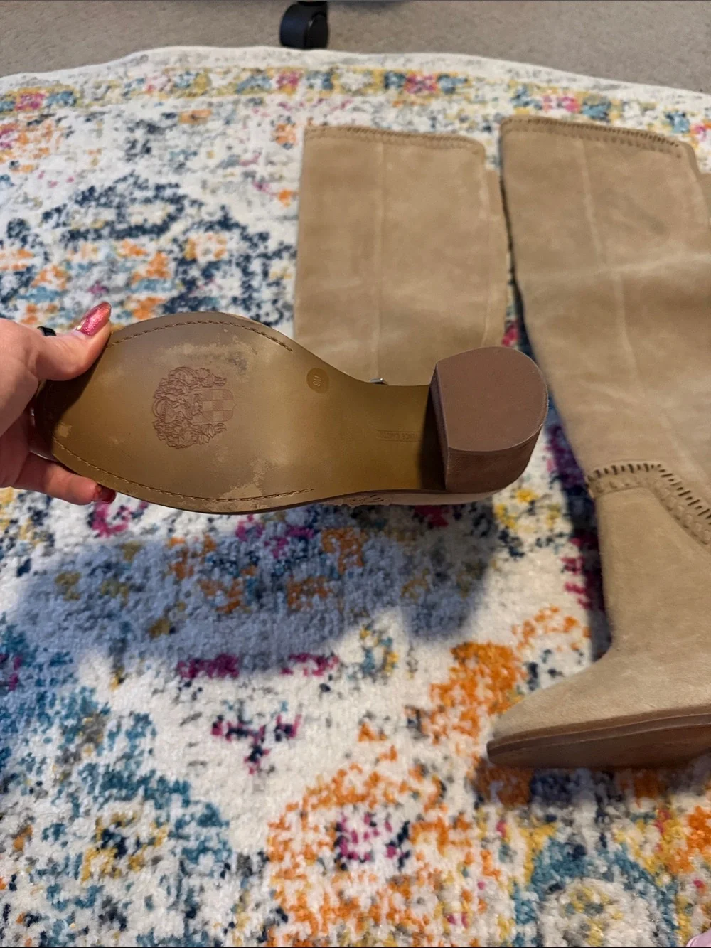 Tall Women's Beige Suede Knee-High Boots Vince camuto new